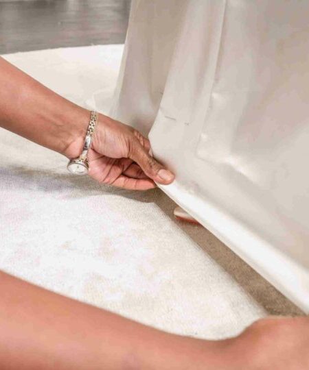 Shortening a Wedding Dress in our bridal boutique in London