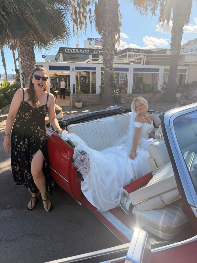 Caroline-Black from Evelie with Emily Atack at Mojacar